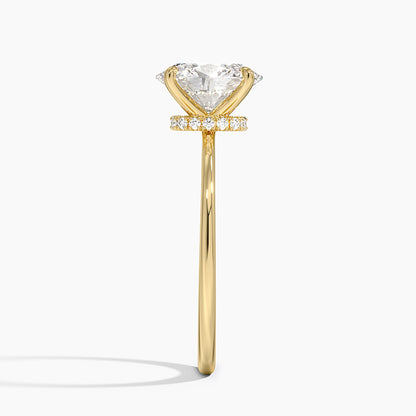 Petite Secret Halo Diamond Ring - Oval Center Stone