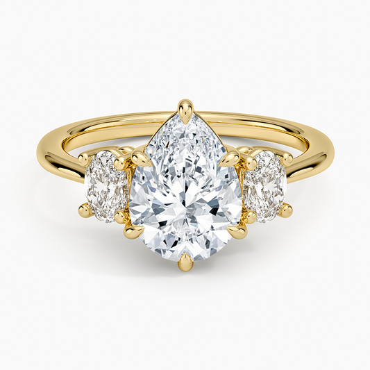 Oval-Cut Three Stone Diamond Ring (1/2 ct. tw.) - Pear Center Stone