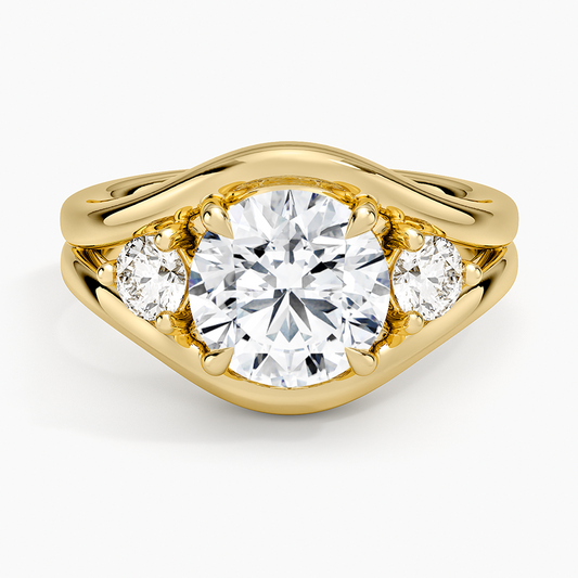 Frame Three Stone Diamond Ring (1/3 ct. tw.) - Round Center Stone
