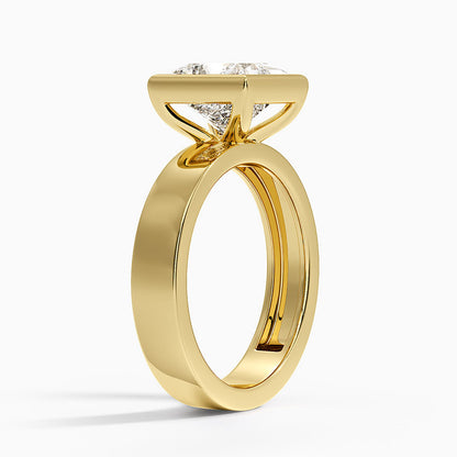 Peyton Bezel Diamond Solitaire Ring - Princess Cut Center Stone