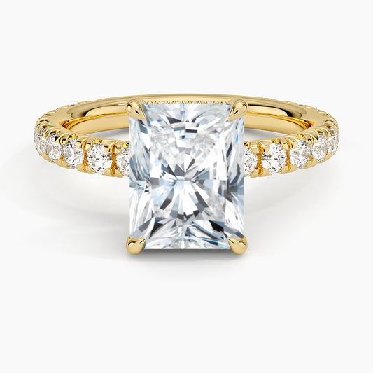 Olympia Three-Quarter Coverage Diamond Ring - Radiant Cut Center Stone