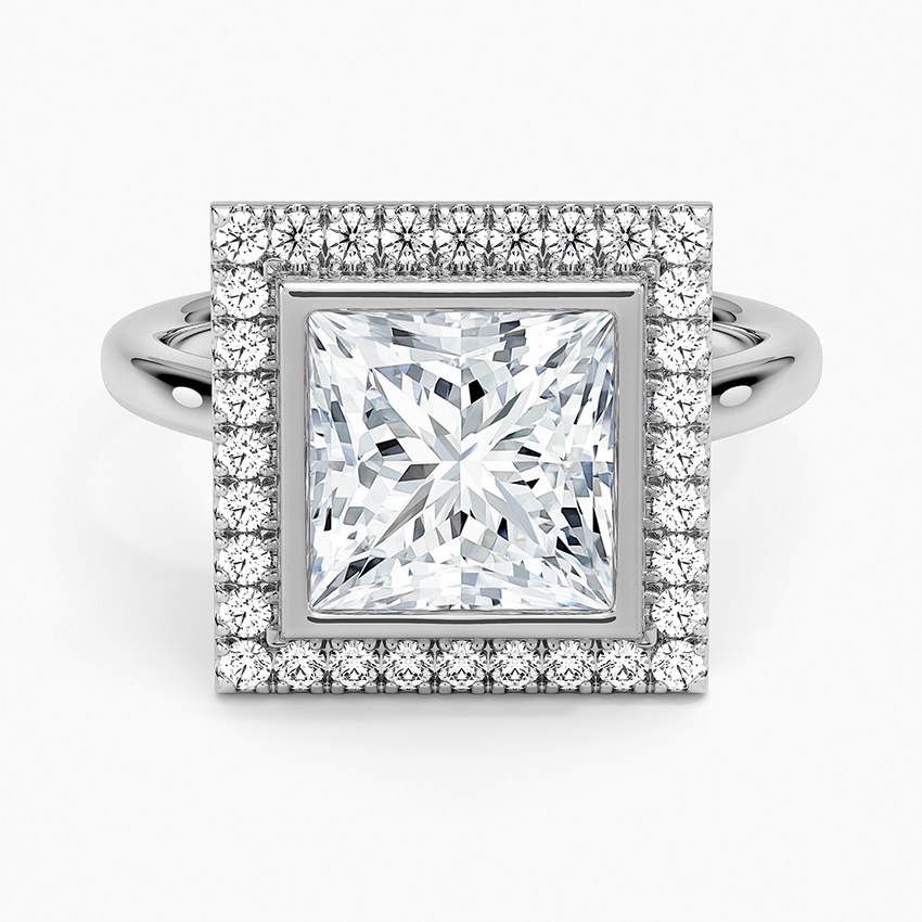 Bezel Halo Diamond Ring (1/4 ct. tw.) - Princess Cut Center Stone