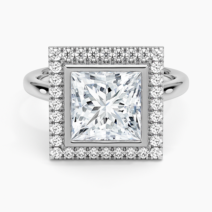 Bezel Halo Diamond Ring (1/4 ct. tw.) - Princess Cut Center Stone