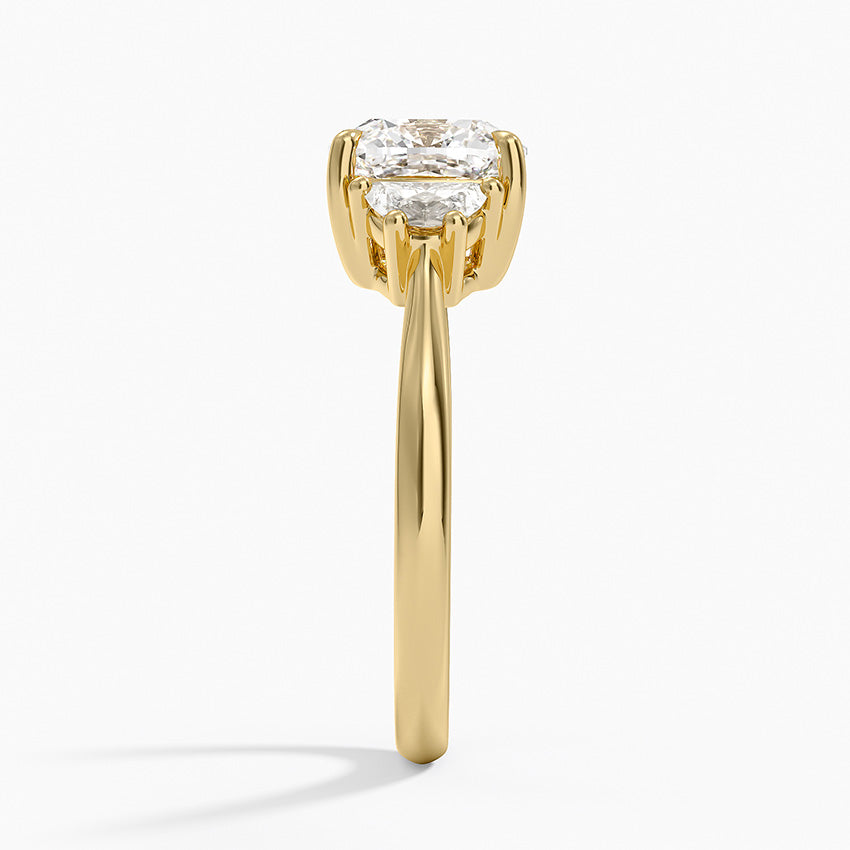 Half Moon Three Stone Diamond Ring (1/4 ct. tw.) - Cushion Cut Center Stone