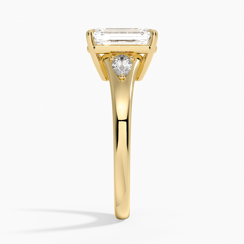 Aria Three Stone Signet Diamond Ring (1/4 ct. tw.) - Emerald Cut Center Stone