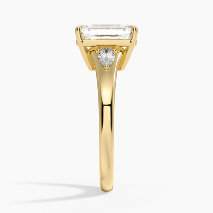 Aria Three Stone Signet Diamond Ring (1/4 ct. tw.) - Emerald Cut Center Stone