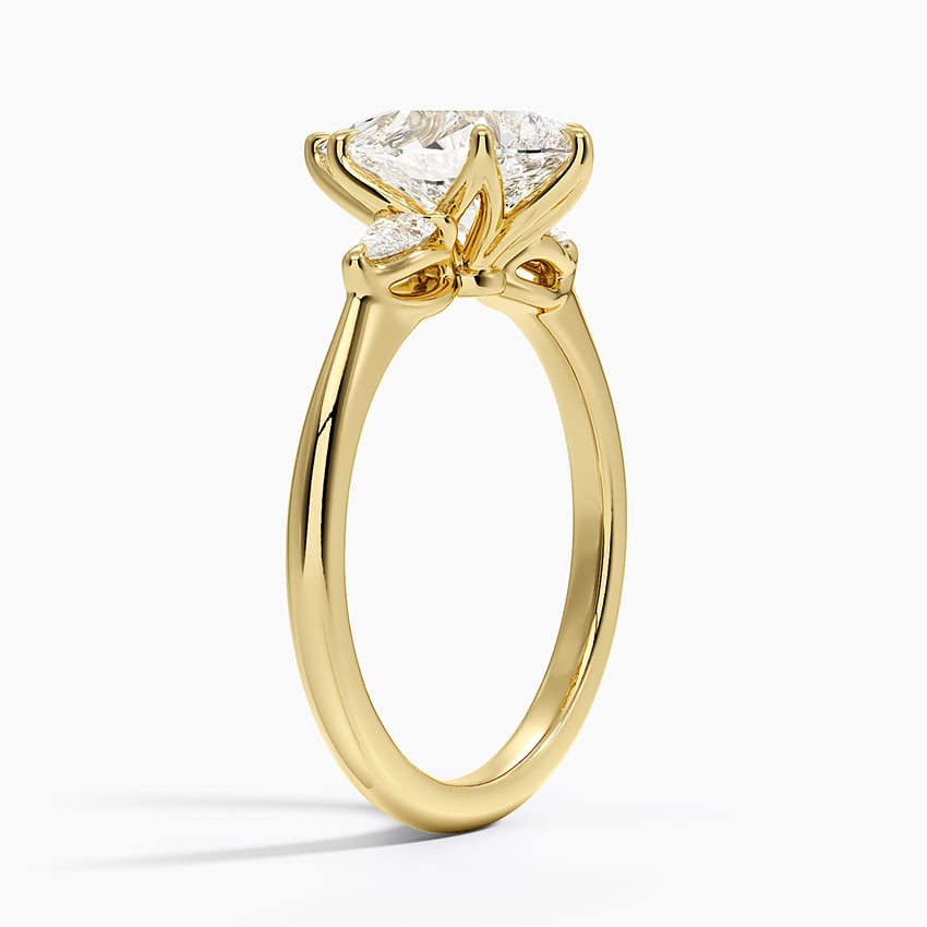 Petite Fleur Three Stone Diamond Ring - Pear Center Stone