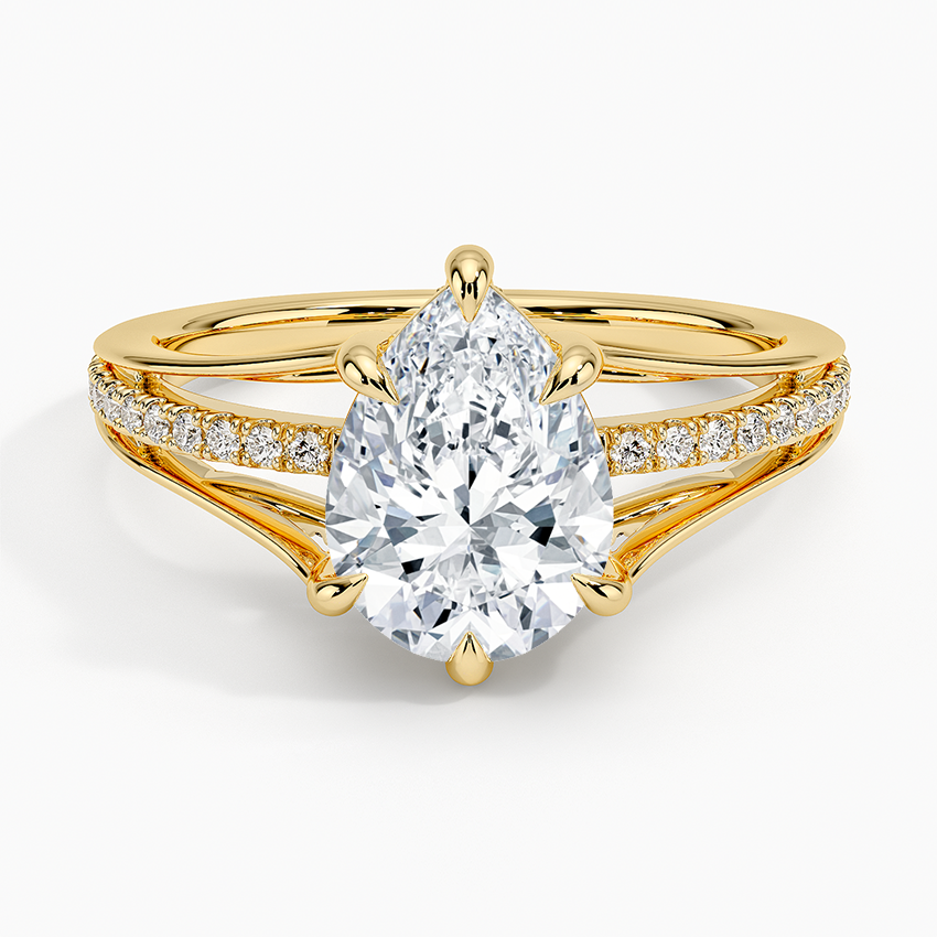 Tressa Split Shank Diamond Ring - Pear Cut Center Stone