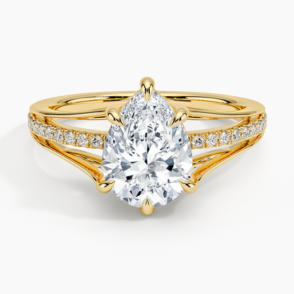 Tressa Split Shank Diamond Ring - Pear Cut Center Stone