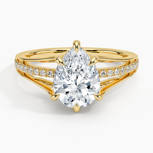 Tressa Split Shank Diamond Ring - Pear Cut Center Stone