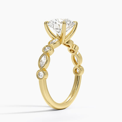 Versailles Bezel Diamond Ring - Round Cut Center Stone