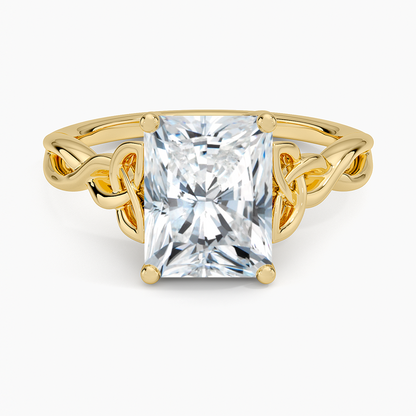 Celtic Love Knot Ring - Radiant Cut Center Stone