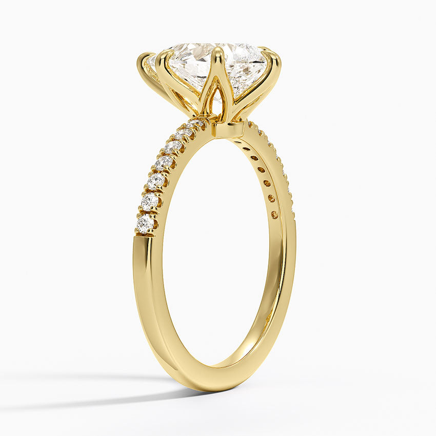 Bliss Six-Prong Diamond Ring (1/6 ct. tw.) - Pear Center Stone