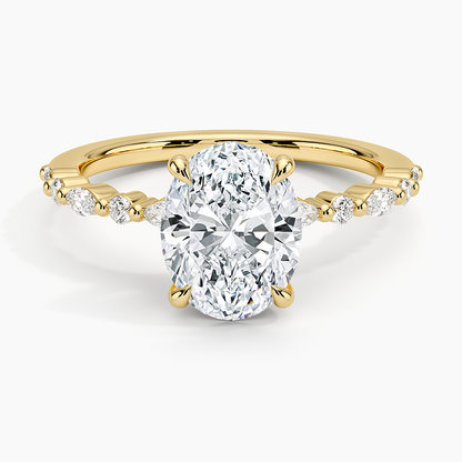 Delicate Versailles Diamond Ring - Oval Center Stone