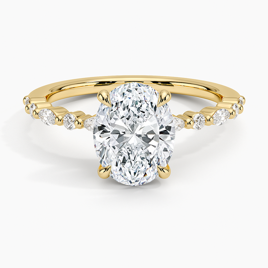 Delicate Versailles Diamond Ring - Oval Center Stone
