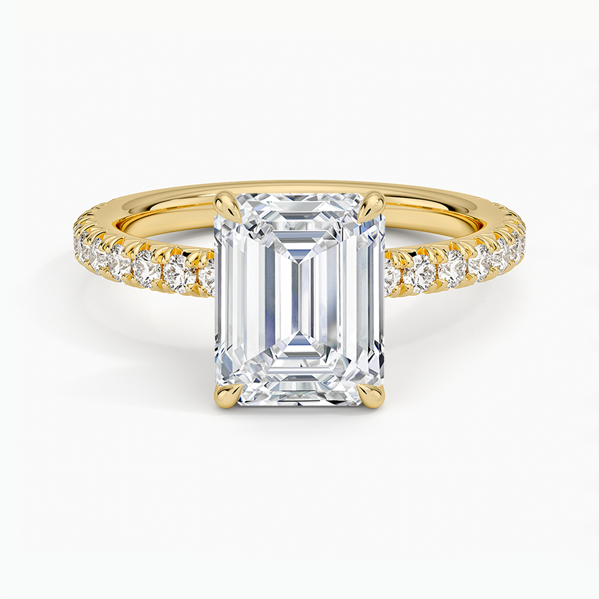 Amelie Three-Quarter Coverage Diamond Ring - Emerald Cut Center Stone