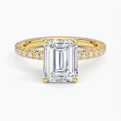 Amelie Three-Quarter Coverage Diamond Ring - Emerald Cut Center Stone