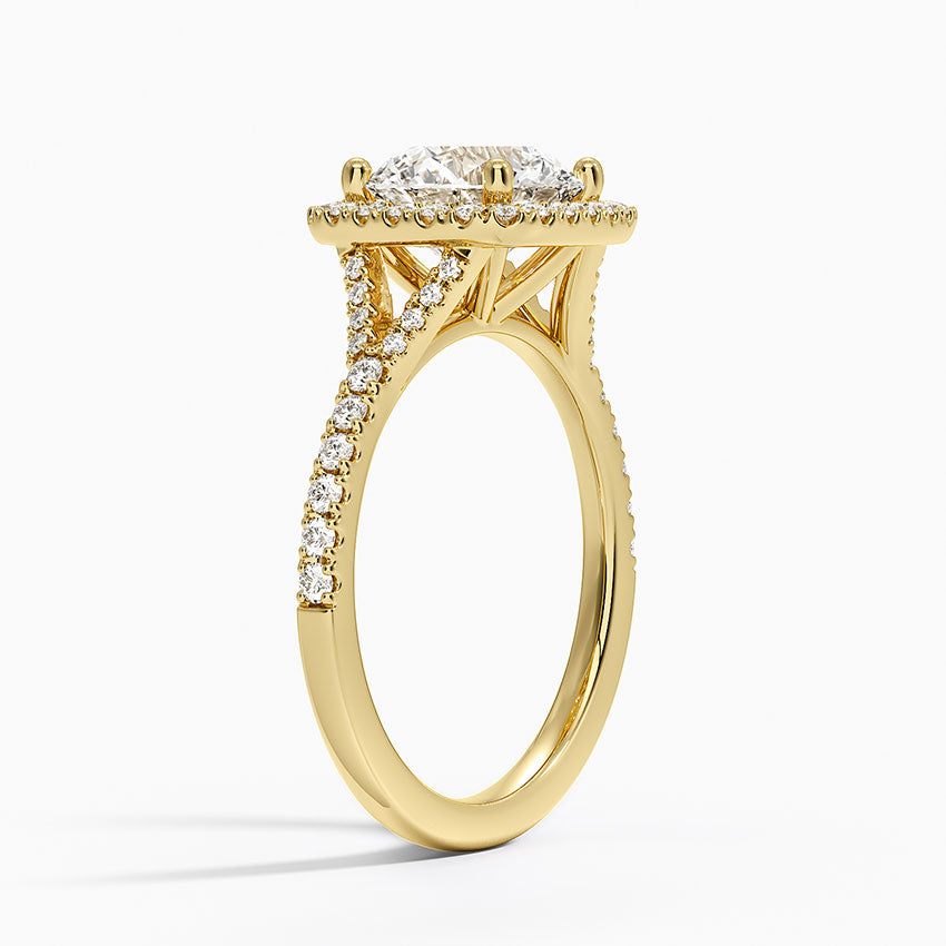 Joy Half Coverage Diamond Ring - Round Cut Center Stone