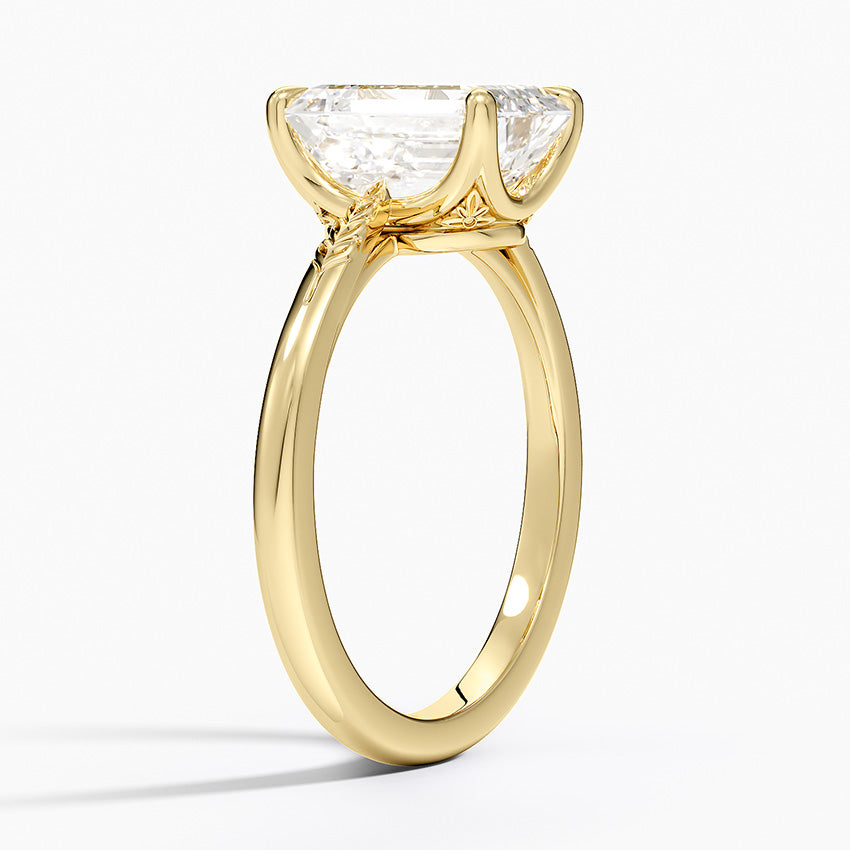 Laurel Engraved Ring - Emerald Cut Center Stone
