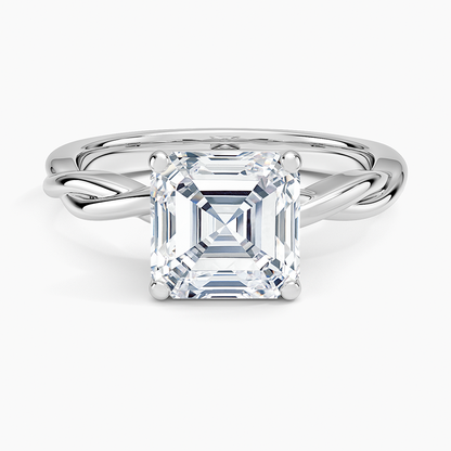 Twisted Vine Solitaire Ring - Asscher Cut Center Stone
