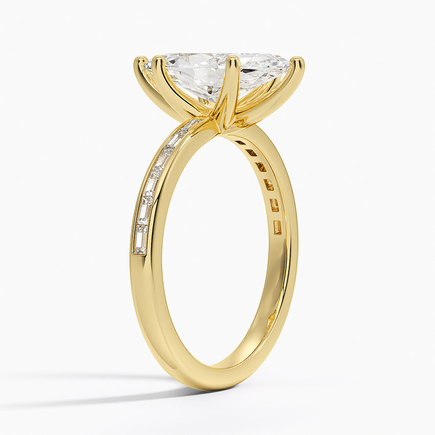 Tabitha Channel Set Baguette Diamond Ring - Marquise Cut Center Stone