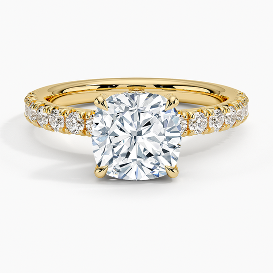 Olympia Half Coverage Diamond Ring (1/2 ct. tw.) - Cushion Cut Center Stone