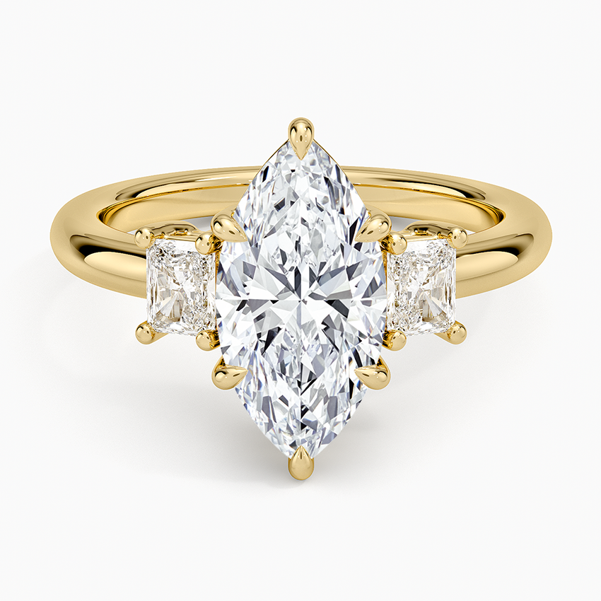 Helena Radiant-Cut Three Stone Diamond Ring (3/8 ct. tw.) - Marquise Center Stone