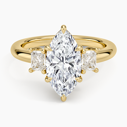 Helena Radiant-Cut Three Stone Diamond Ring (3/8 ct. tw.) - Marquise Center Stone