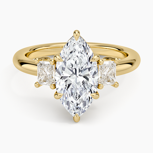 Helena Radiant-Cut Three Stone Diamond Ring (3/8 ct. tw.) - Marquise Center Stone
