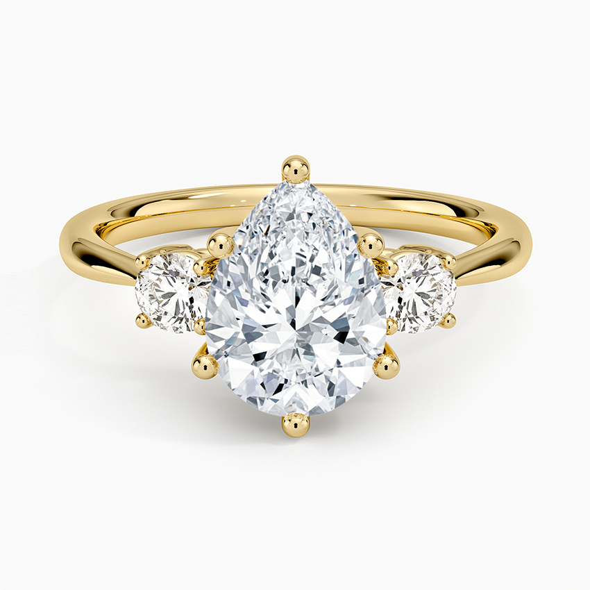 Selene Three Stone Diamond Ring (1/3 ct. tw.) - Pear Center Stone