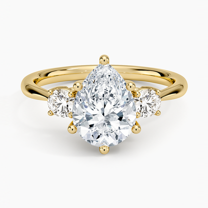 Selene Three Stone Diamond Ring (1/3 ct. tw.) - Pear Center Stone