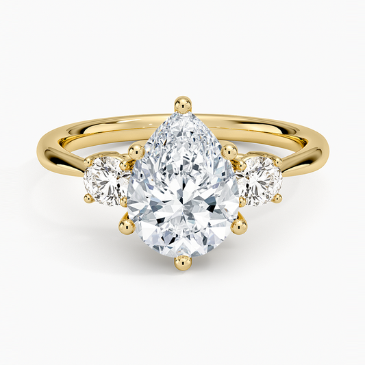 Selene Three Stone Diamond Ring (1/3 ct. tw.) - Pear Center Stone