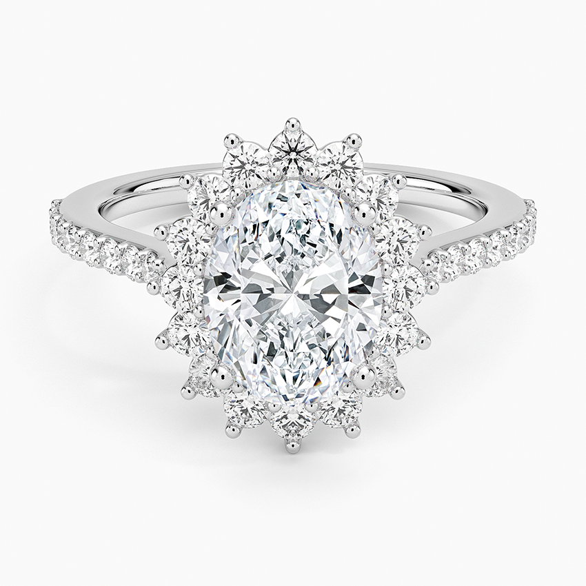 Luxe Sunburst Halo Diamond Ring (1/2 ct. tw.) - Oval Center Stone