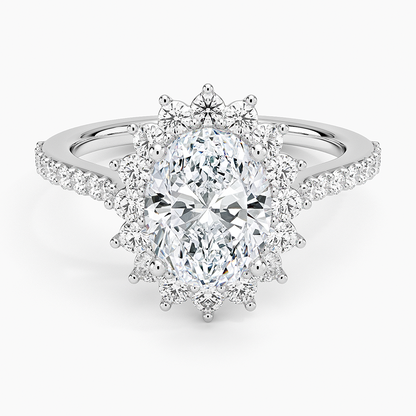 Luxe Sunburst Halo Diamond Ring (1/2 ct. tw.) - Oval Center Stone