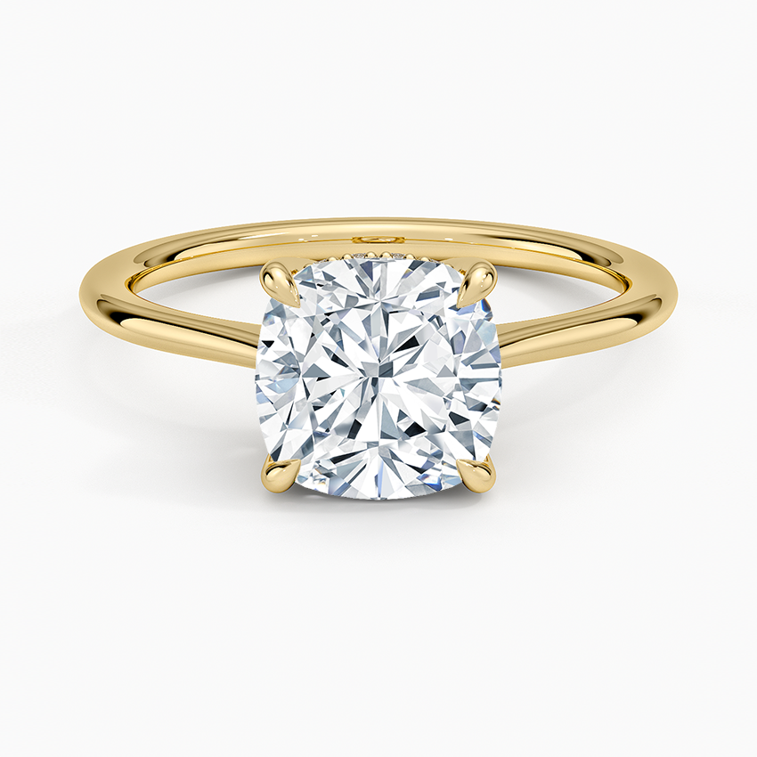 Elle Hidden Halo Diamond Ring - Cushion Cut Center Stone