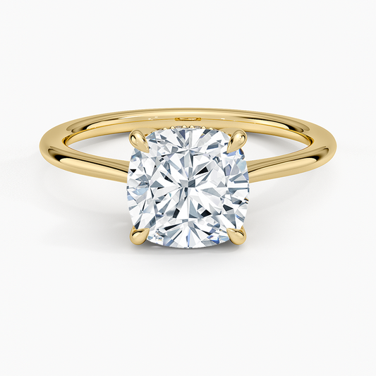 Elle Hidden Halo Diamond Ring - Cushion Cut Center Stone