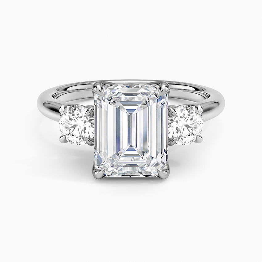 Elodie Perfect Fit Three Stone Diamond Ring (1/2 ct. tw.) - Emerald Cut Center Stone