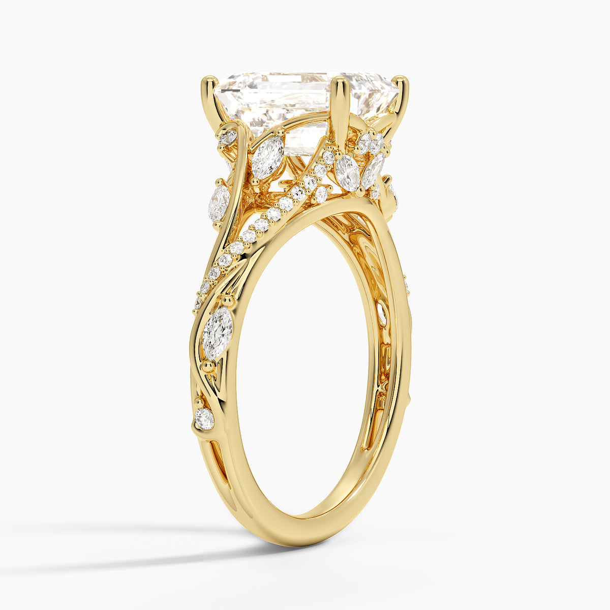 Begonia Vine Diamond Ring (1/2 ct. tw.) - Emerald Cut Center Stone