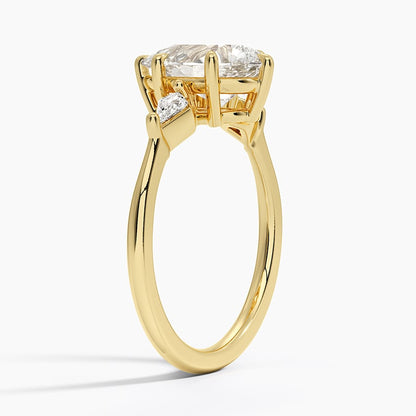 Cometa Three Stone Diamond Ring - Pear Center Stone