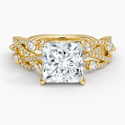 Grand Secret Garden Diamond Ring - Princess Cut Center Stone