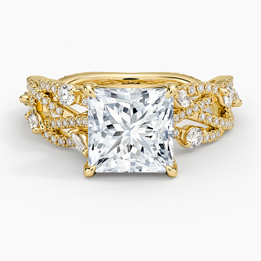 Grand Secret Garden Diamond Ring - Princess Cut Center Stone