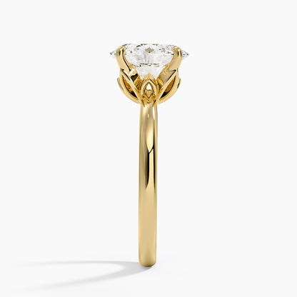 Petal 2mm Solitaire Ring - Oval Cut Center Stone