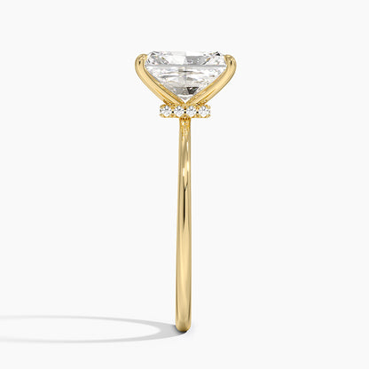 Petite Secret Halo Diamond Ring - Radiant Cut Center Stone