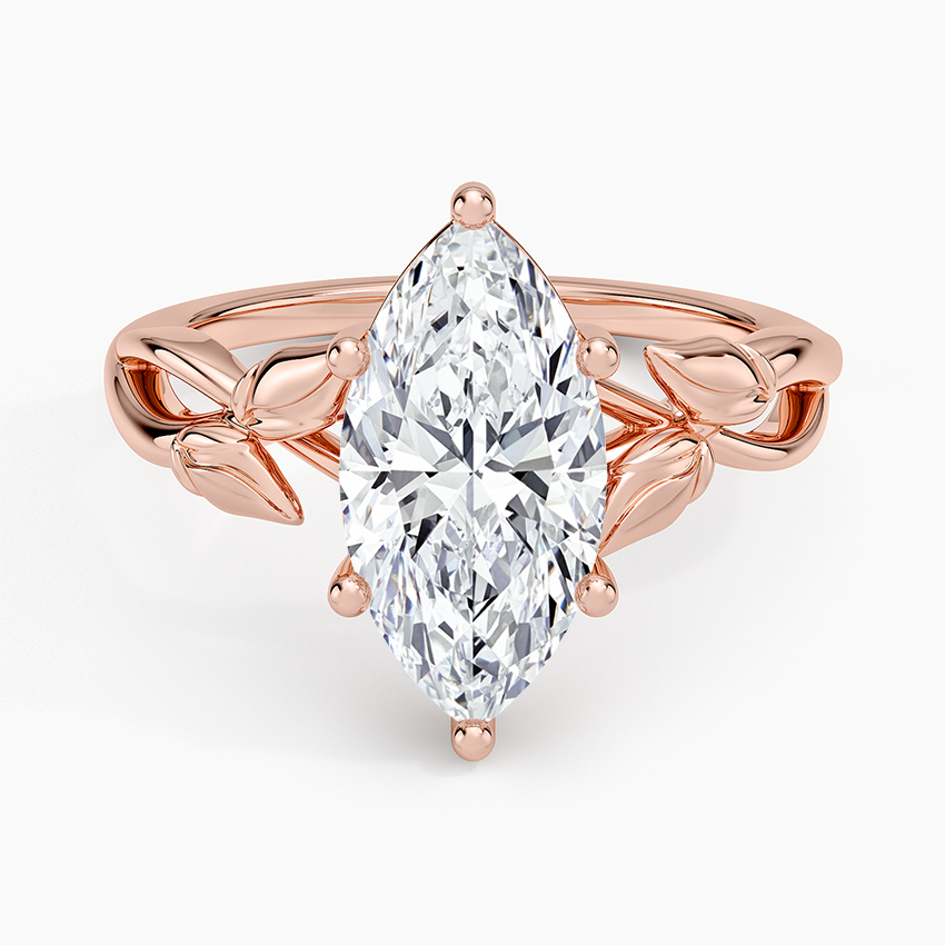Budding Willow Solitaire Ring - Marquise Center Stone
