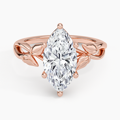 Budding Willow Solitaire Ring - Marquise Center Stone