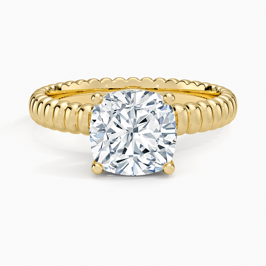 Petra Textured Solitaire Ring - Cushion Cut Center Stone
