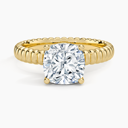 Petra Textured Solitaire Ring - Cushion Cut Center Stone
