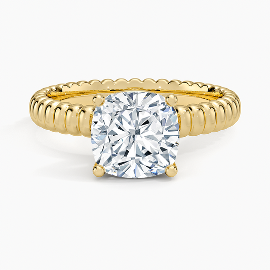 Petra Textured Solitaire Ring - Cushion Cut Center Stone