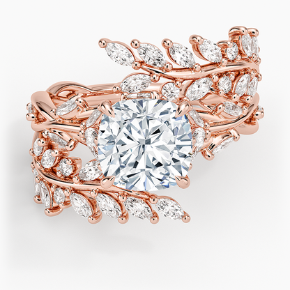 Secret Garden Wrap Diamond Ring - Cushion Cut Center Stone