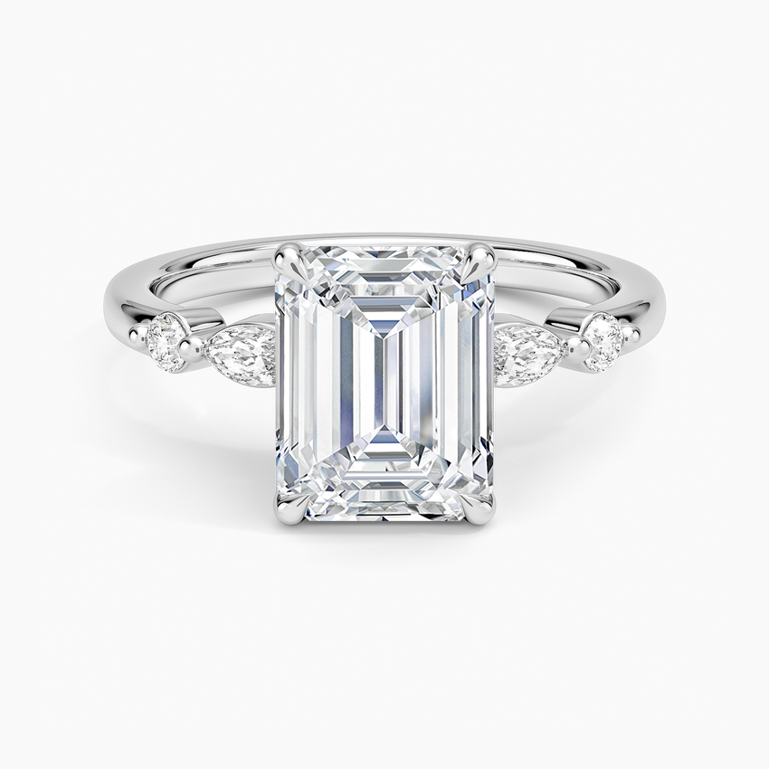 Versailles One-Quarter Coverage Diamond Ring - Emerald Cut Center Stone